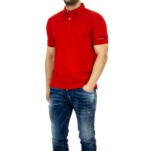 Tommy Hilfiger pánské červené polo Logo - XL (611)